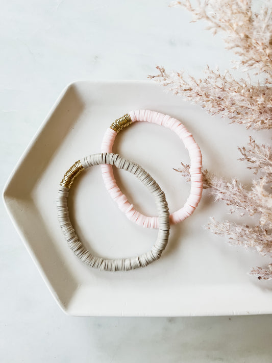 Gold Accent Clay Beaded Bracelet