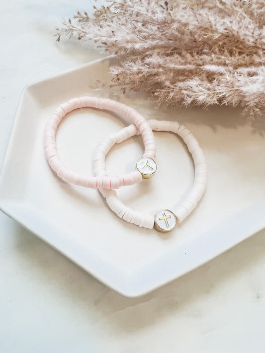 Cross Clay Beaded Bracelet