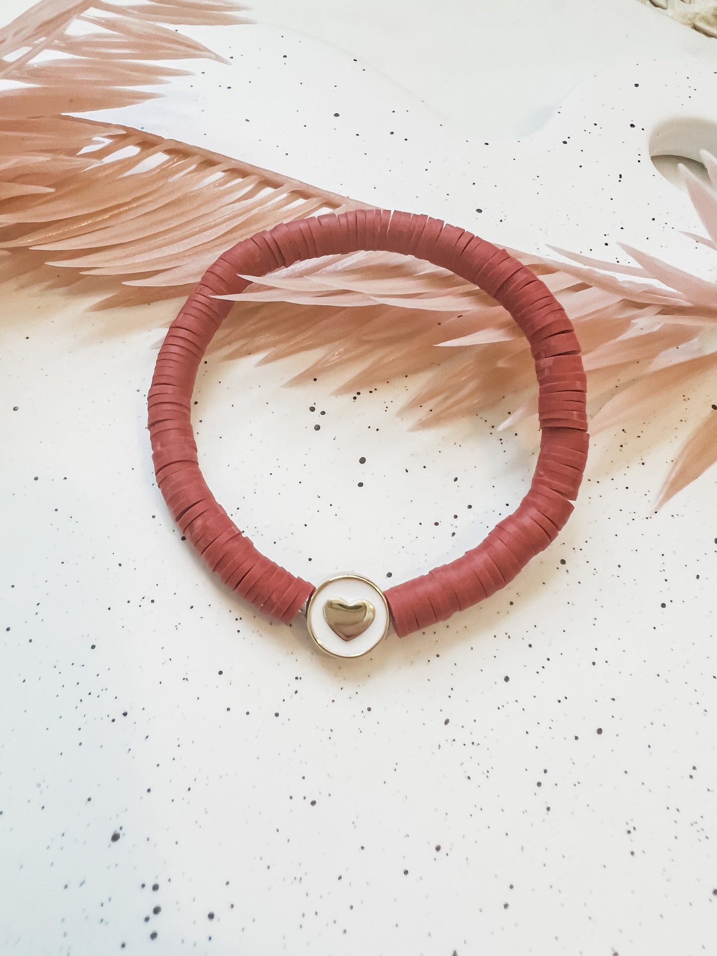 Heart Clay Beaded Bracelet