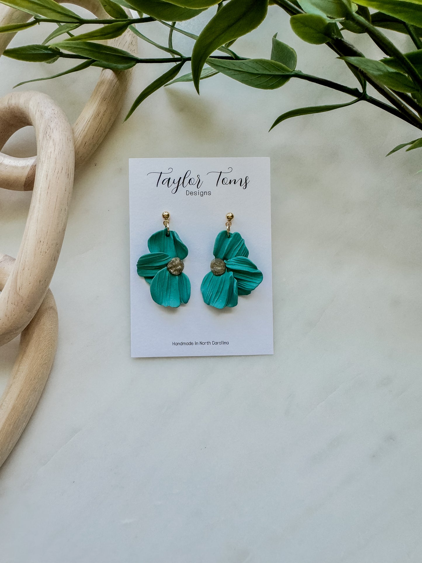 Teal Flower Dangles