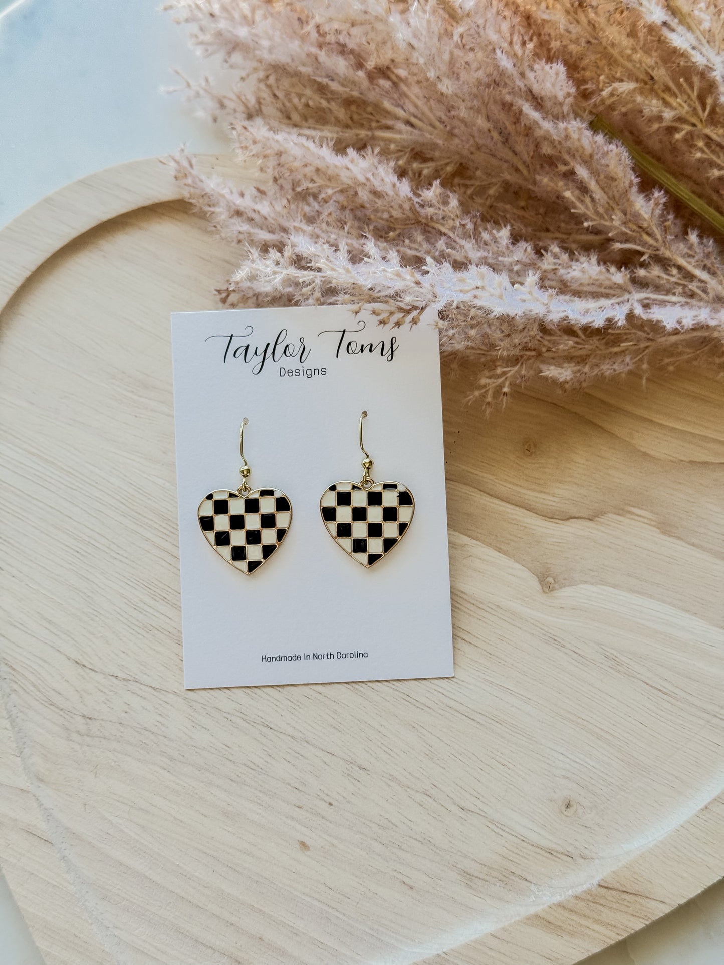 Checkered Heart Dangles