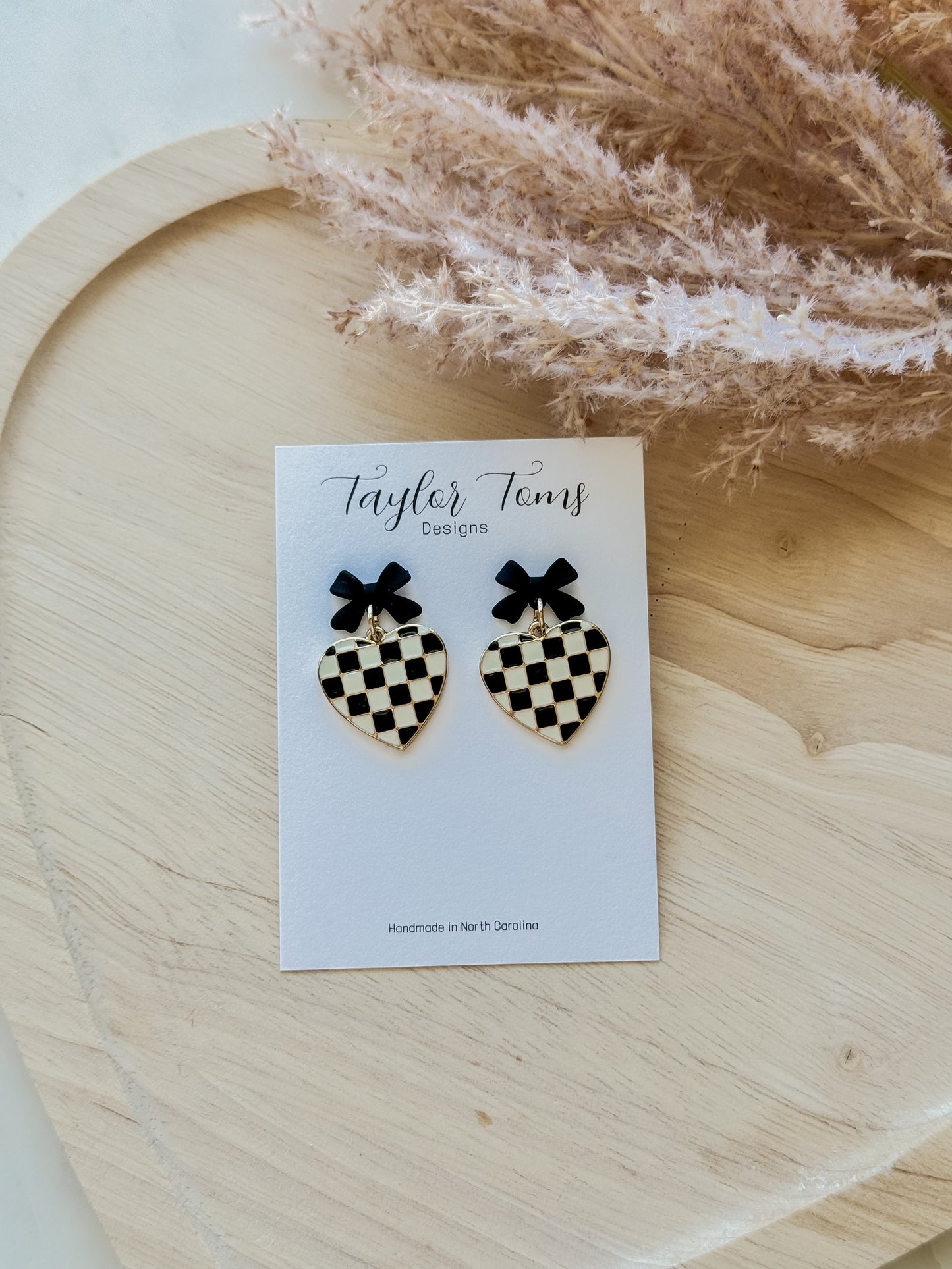 Checkered Heart Dangles