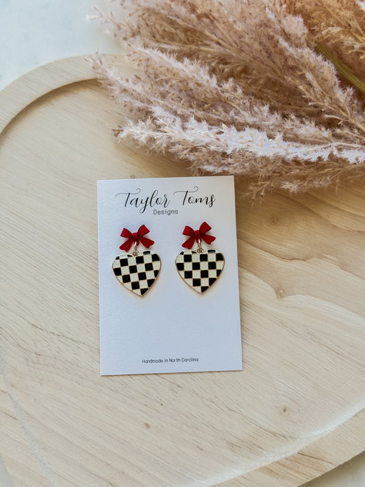 Checkered Heart Dangles